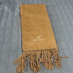 Alpaca Camargo Scarf Tanish Brown Unisex Made in Peru Fringe 68" x 9" Wool Neck